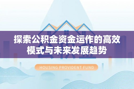 伍家岗探索公积金资金运作的高效模式与未来发展趋势
