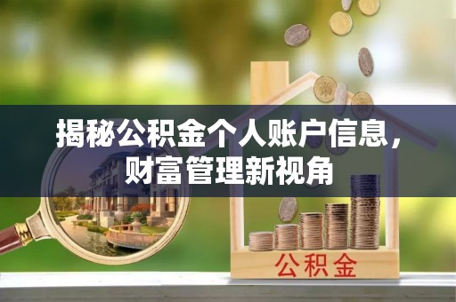 伍家岗揭秘公积金个人账户信息，财富管理新视角